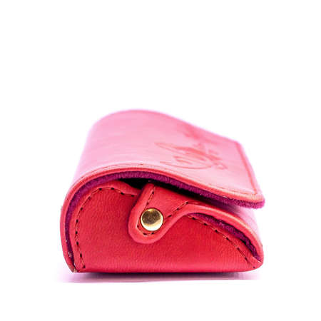 Leather jeans glasses case on white background isolatedの写真素材