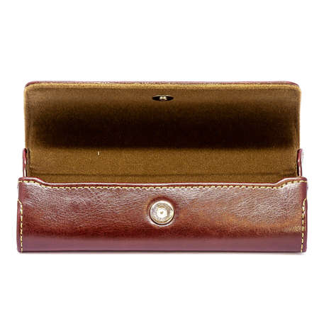 Leather jeans glasses case on white background isolatedの写真素材