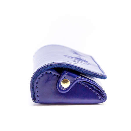 Leather jeans glasses case on white background isolatedの写真素材