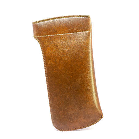 Leather jeans glasses case on white background isolatedの写真素材
