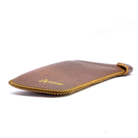 Leather jeans glasses case on white background isolatedの写真素材