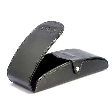 Leather jeans glasses case on white background isolatedの写真素材