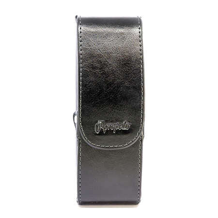 Leather jeans glasses case on white background isolatedの写真素材