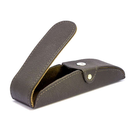 Leather jeans glasses case on white background isolatedの写真素材