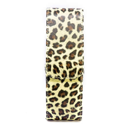 Leather jeans glasses case on white background isolatedの写真素材