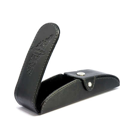 Leather jeans glasses case on white background isolatedの写真素材