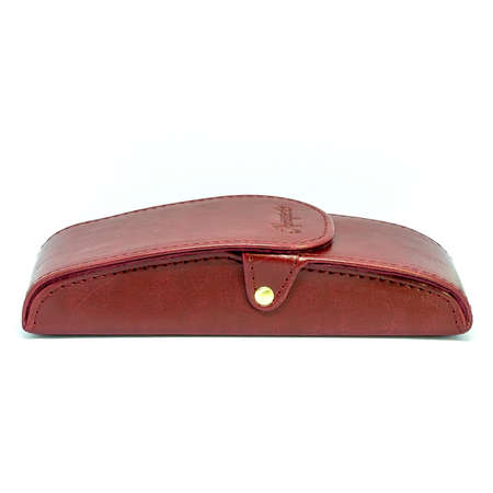 Leather jeans glasses case on white background isolatedの写真素材