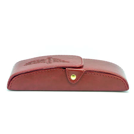 Leather jeans glasses case on white background isolatedの写真素材