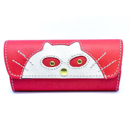 Leather jeans glasses case on white background isolatedの写真素材