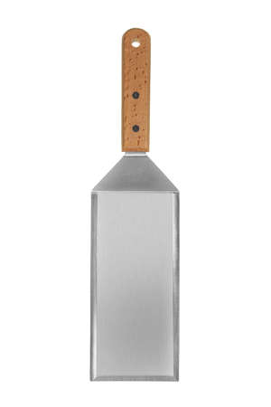 Barbecue and grill spatula bottle hook tongs tools set on White Background isolated wooden handle iron steelの写真素材