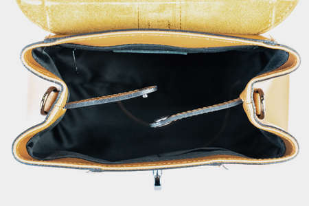 Bag fashion autumn clutch isolated on white leatherの写真素材