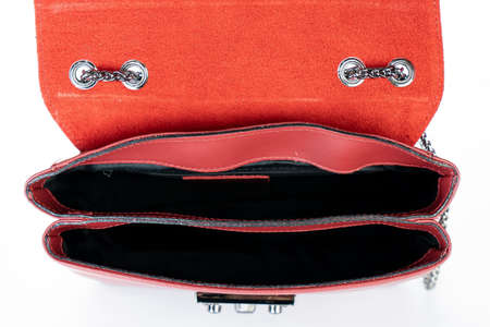 Bag fashion autumn clutch isolated on white leatherの写真素材