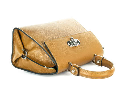 Bag fashion autumn clutch isolated on white leatherの写真素材