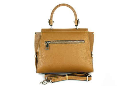 Bag fashion autumn clutch isolated on white leatherの写真素材
