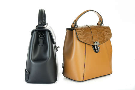 Bag fashion autumn clutch isolated on white leatherの写真素材