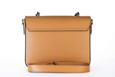 Bag fashion autumn clutch isolated on white leatherの写真素材