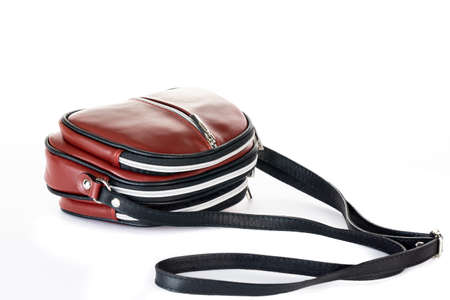 Bag fashion autumn clutch isolated on white leatherの写真素材