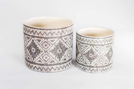 pots vase vase flowers plant on white backgroundの写真素材