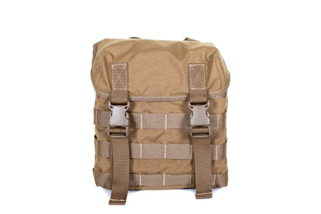 small army combat rucksack isolated white background, studio shotの写真素材