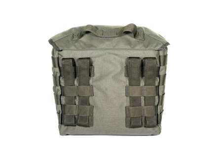 small army combat rucksack isolated white background, studio shotの写真素材