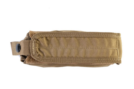 A bag containing magazines on a white background. bag for magazine firearms Pouch version with tubular magazine. Pistol wallet.の写真素材