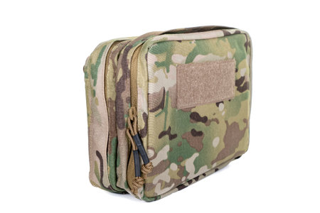 Green Canvas Backpack Isolated on White. Front View of Modern Waterproof Camping Traveler Back Pack Bag with Shoulder Straps Haul Loop. Tactical Hiking Backpack For Travel Travel for Menの写真素材