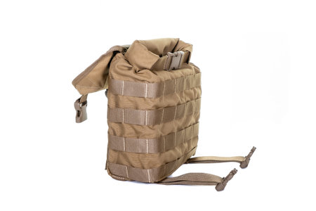 small army combat rucksack isolated white background, studio shotの写真素材