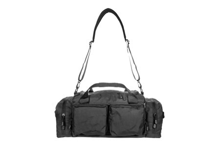 Military style bag. Isolated on white. Canvas Backpack Front View of Modern Waterproof Camping Traveler Back Pack Bag with Shoulder Straps and Haul Loop Tactical Hiking Travel Travelの写真素材