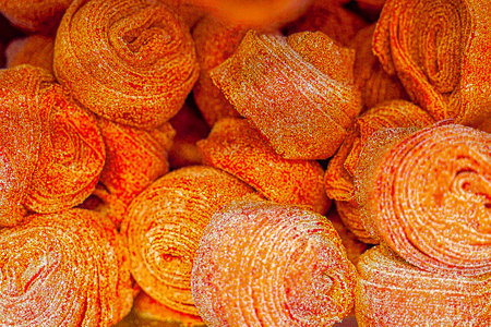 Assorted colorful gummy jelly candies. Top view. Jelly sweets. Gummy candiesの写真素材