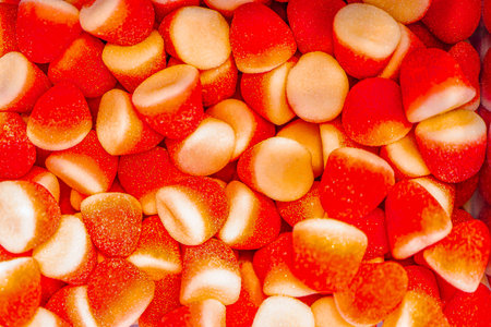 Assorted colorful gummy jelly candies. Top view. Jelly sweets. Gummy candiesの写真素材