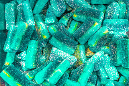 Assorted colorful gummy jelly candies. Top view. Jelly sweets. Gummy candiesの写真素材