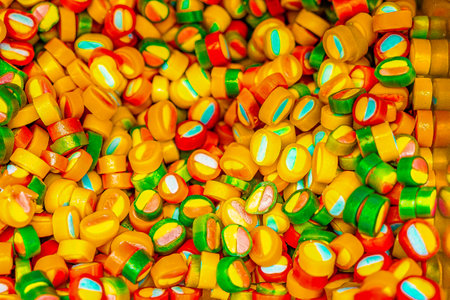 Assorted colorful gummy jelly candies. Top view. Jelly sweets. Gummy candiesの写真素材