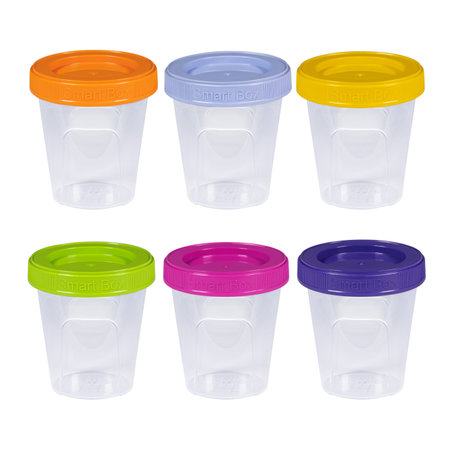Plastic container for drink food and foodstuffs with plastic cover. Isolated on white background.の写真素材