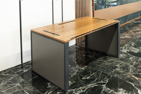 Director's office with large wooden table. Interior loft designの写真素材
