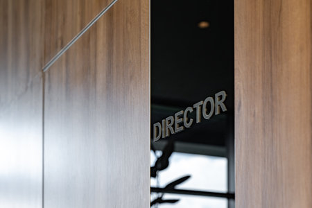 Director office door, business company leader goal achievement, strong leaderの写真素材