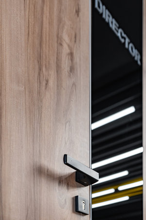 Director office door, business company leader goal achievement, strong leaderの写真素材