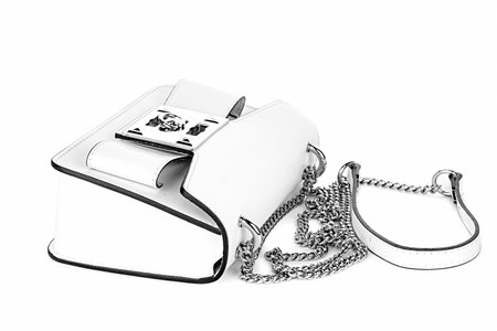 Bag clutch fashion glamor style classic retro isolated on white leatherの写真素材
