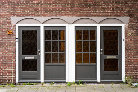 Typical Dutch door. Dutch holland architectural detail, a door in Netherlands city. Dutch door