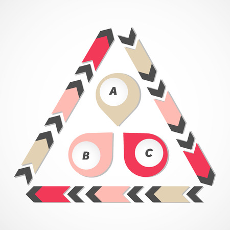 vector infographics, red, pink, grey, brown arrows, speech bubbles isolatedのイラスト素材