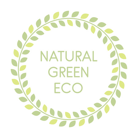 vector Natural Green Eco symbol with green leaves isolated on whiteのイラスト素材