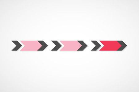 infographic red and pink progress arrowsのイラスト素材