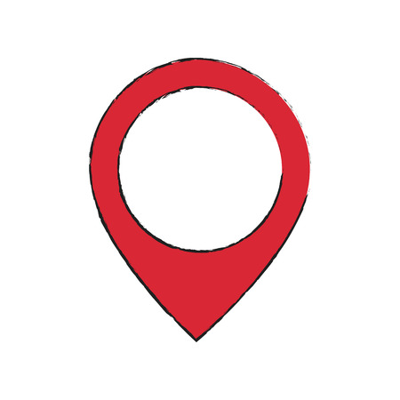 GPS navigation icon, hand drawn red and black sketch pointerのイラスト素材