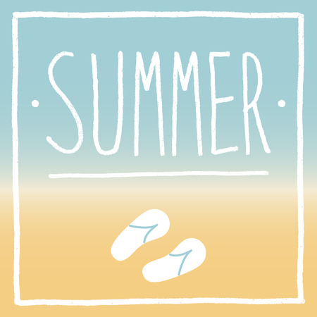 Summer holiday, beach  sketch with flip flopsのイラスト素材