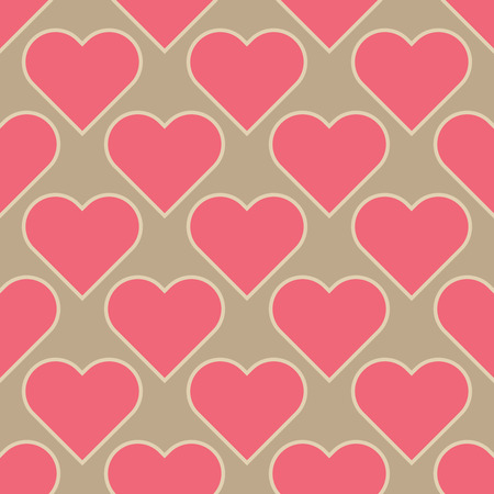 pink hearts isolated on light brown background seamless textureの写真素材