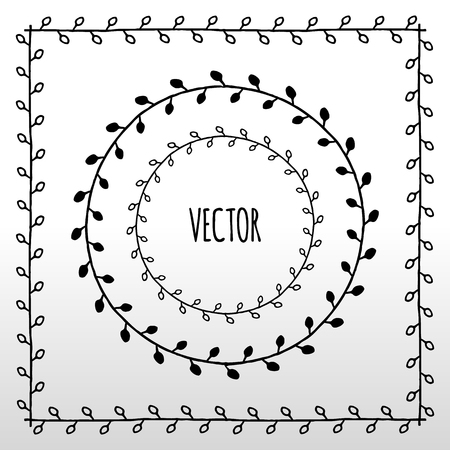 Hand drawn vector twig frames isolatedのイラスト素材