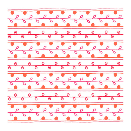 Twig ornament, red endless patternのイラスト素材