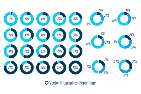 Infographics Pie Charts isolated blue symbolsのイラスト素材