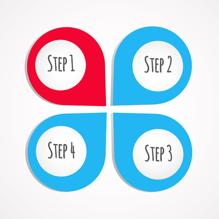 4 steps red and blue infographicsのイラスト素材