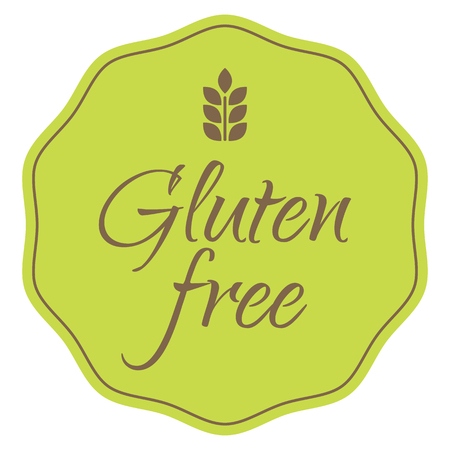 Gluten Free circle, green and brown sticker symbol for foodの写真素材