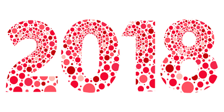 2018 Happy New Year red and pink bubbles isolated symbolのイラスト素材